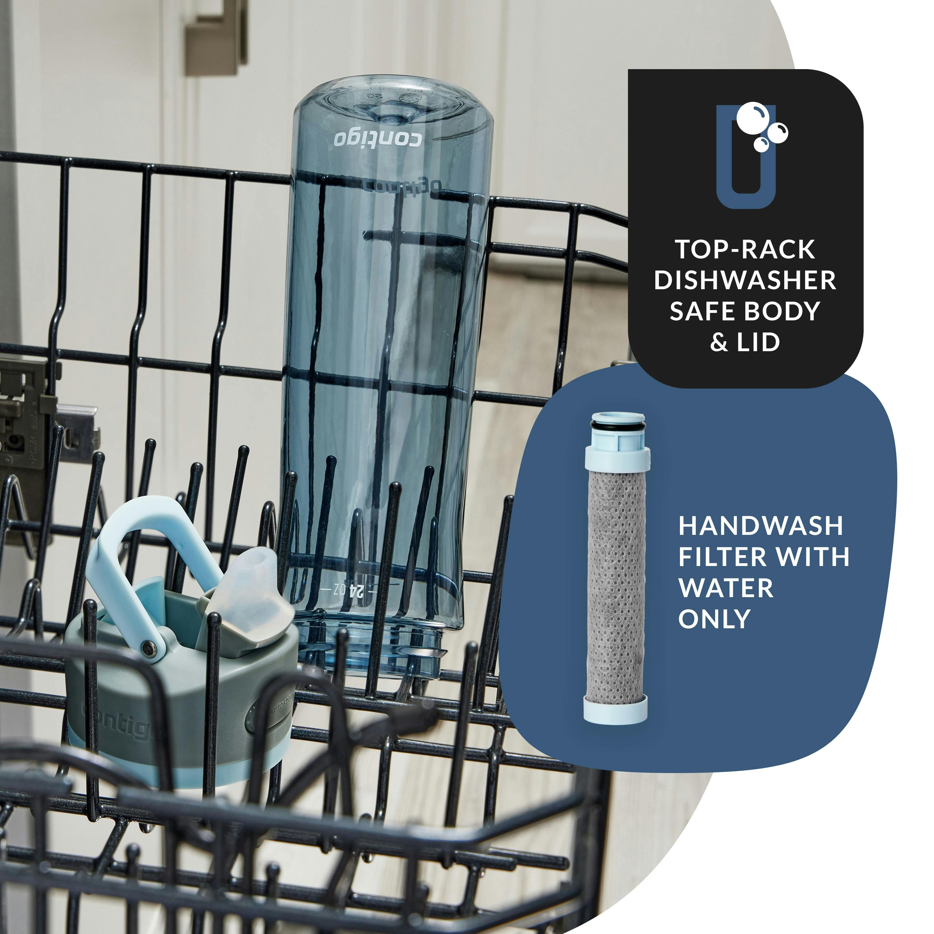 Contigo® Wells Plastic Filter Water Bottle with AUTOSPOUT® Straw Lid and Replacement Filter, 24 Oz